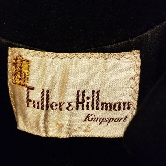 VINTAGE 1930s Wool Felted Wool Coat & Fur Collar Lg Black & White EUC - Picture 9 of 16